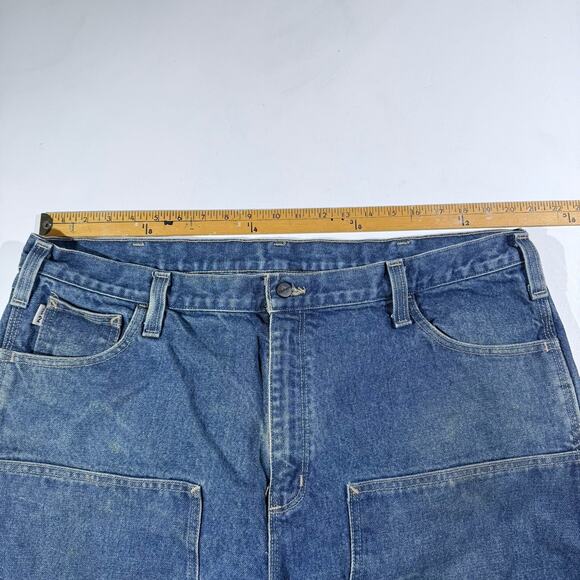 Carhartt FR Denim Utility Jeans 42x32 Blue Fire Resistant Work Pants Distressed - Picture 11 of 13